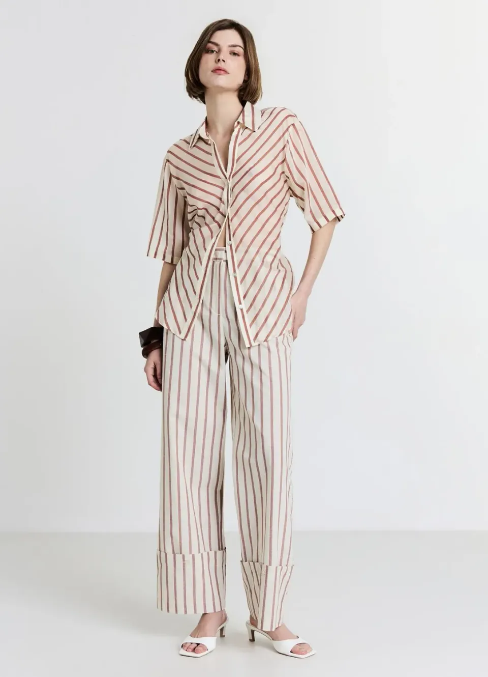 Calliope pantalon straight rayé coton regular femme