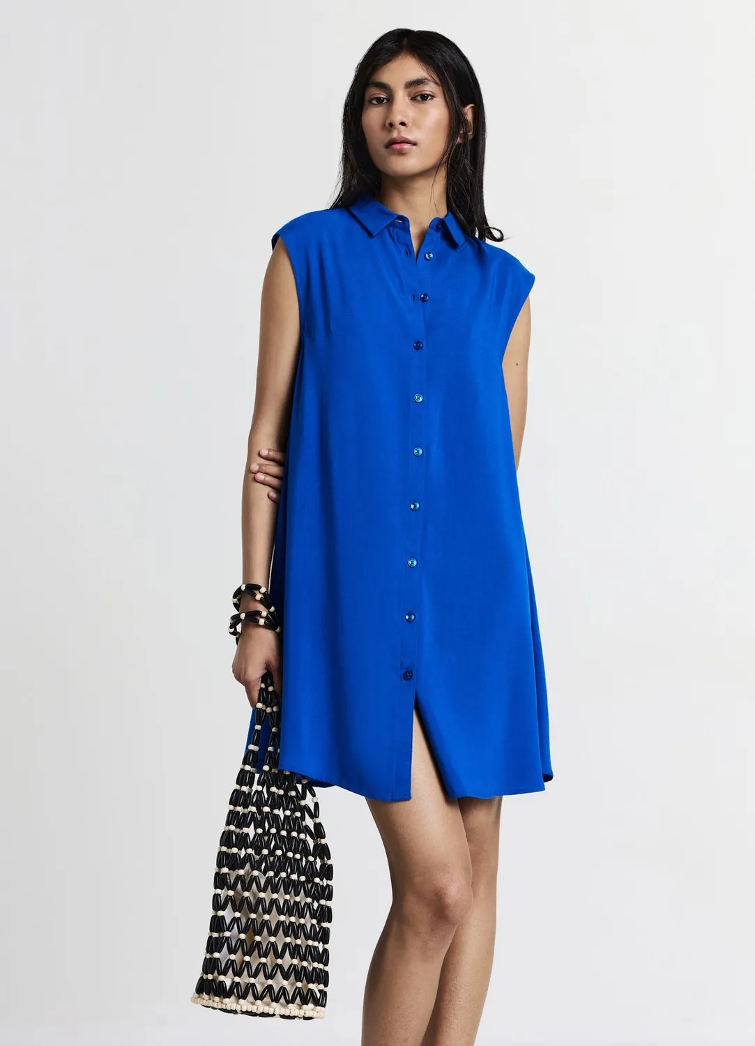 Calliope chemise longue sans manches femme coupe droite