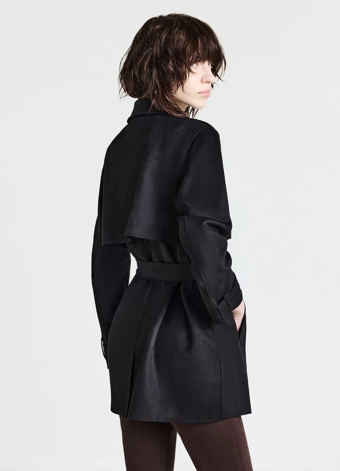 Calliope Trench femme simili daim ceinture