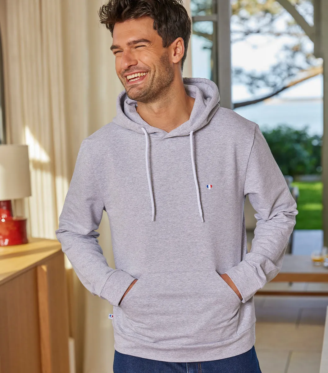 Cocorico Iconique sweat capuche homme gris coton