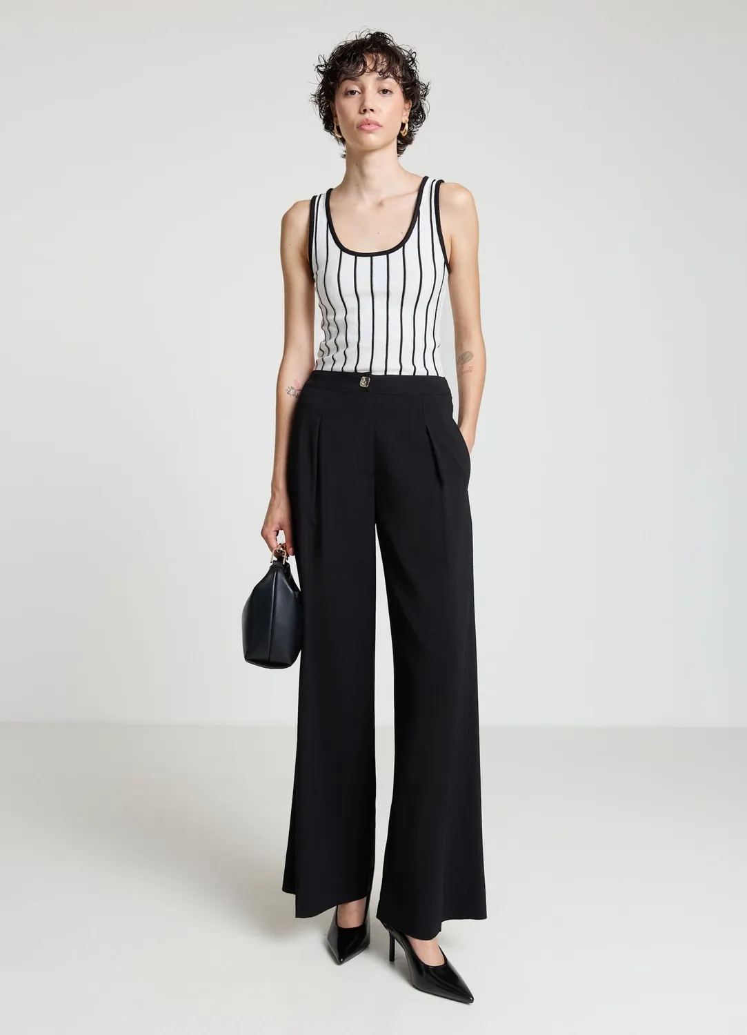 Calliope pantalon palazzo femme à pinces fluide