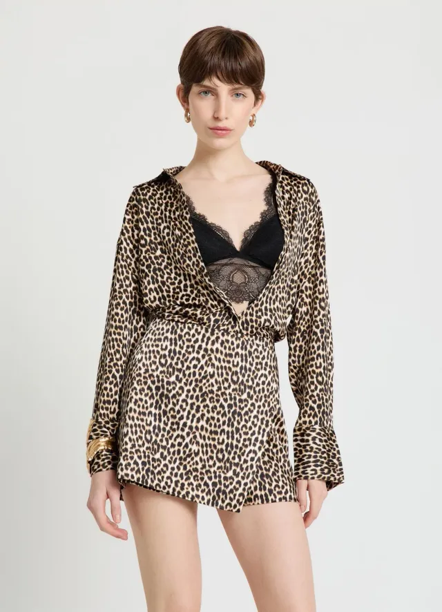 Calliope jupe-short femme satin imprimé animalier