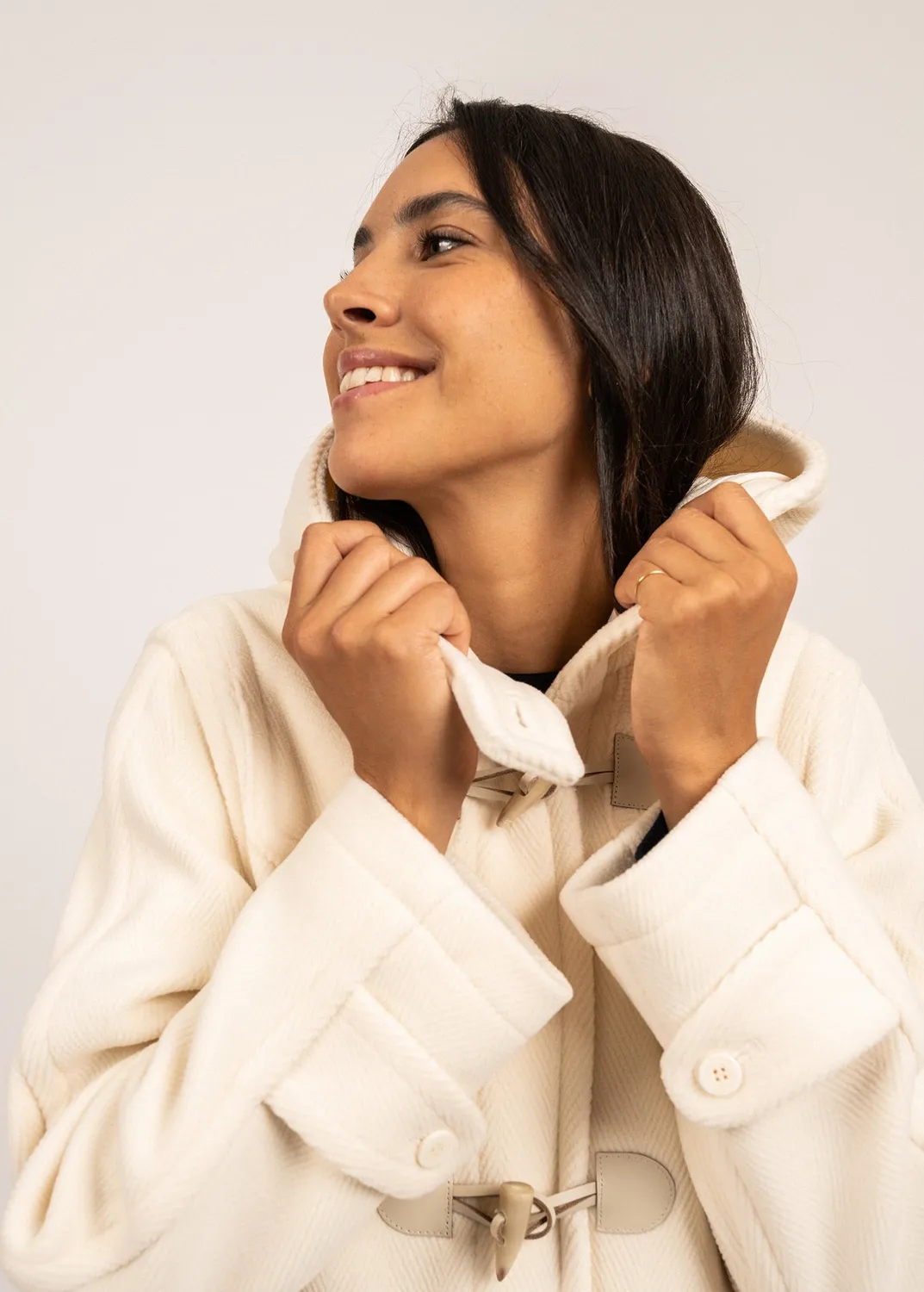 Saint James Vénus duffle-coat blanc d'hiver chevrons