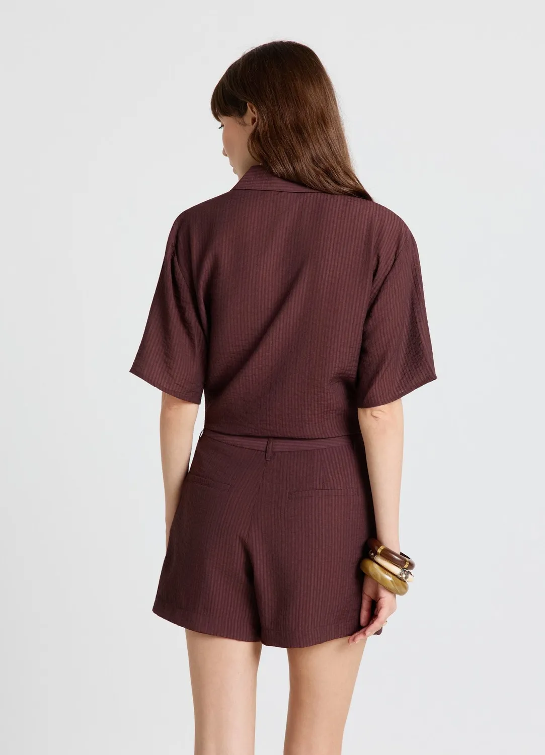 Calliope Bermuda femme rayé revers taille moyenne