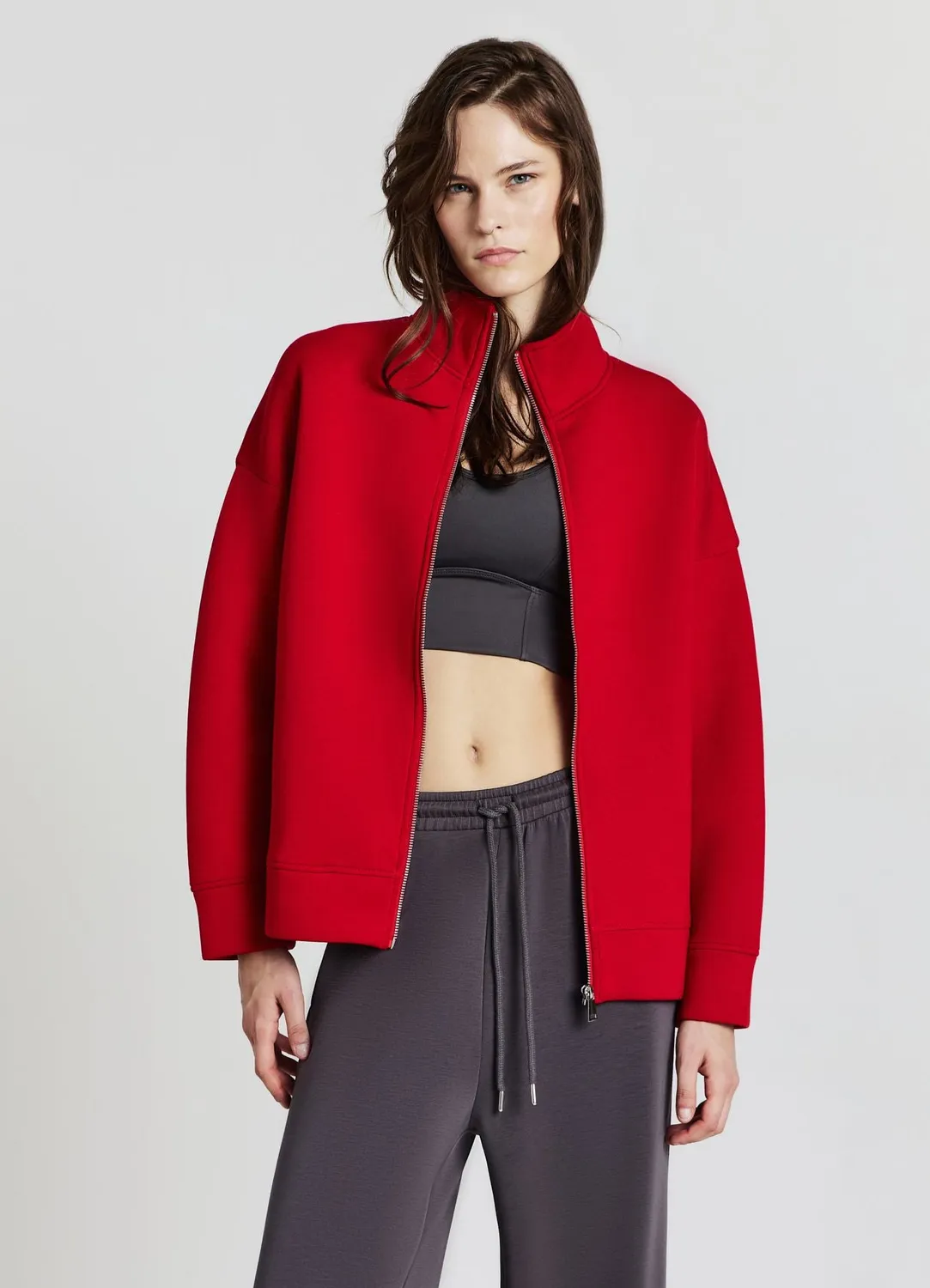 Calliope sweat zippé femme col montant coupe droite