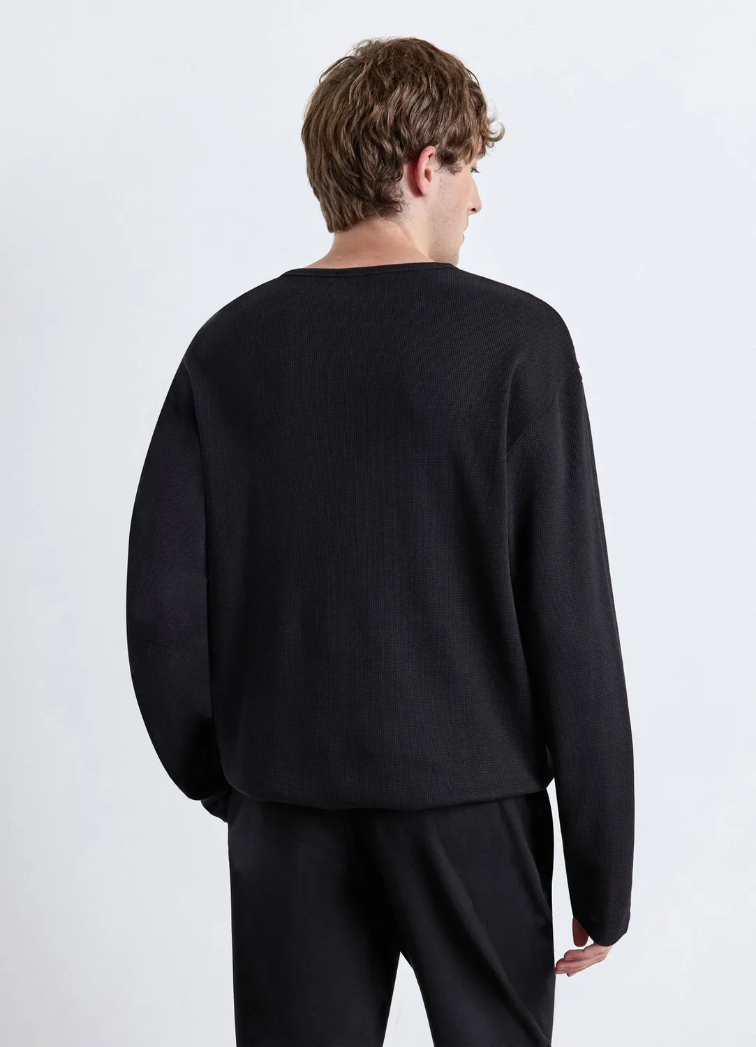 Calliope T-shirt serafino waffle homme manches longues uni