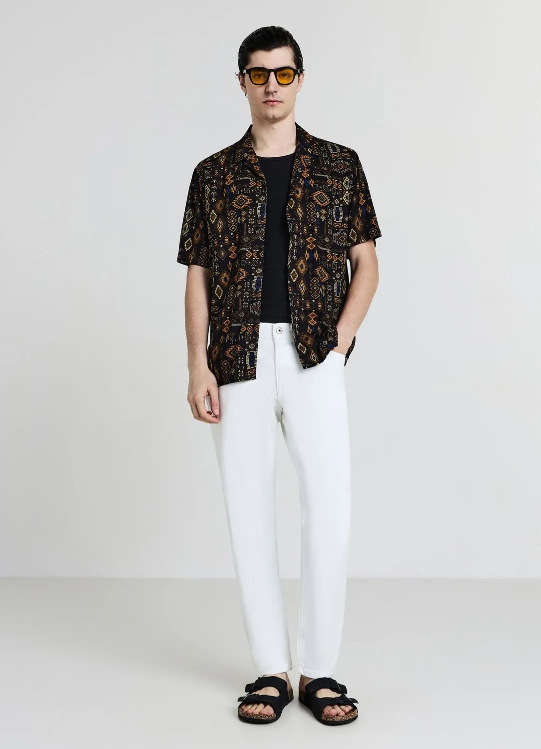 Calliope chemise bowling homme motif ethnique manches courtes