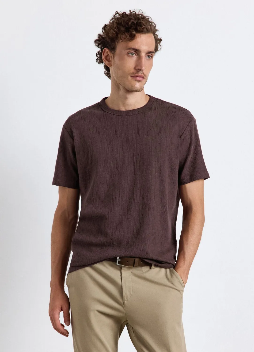 Calliope t-shirt côtelé homme col rond coton