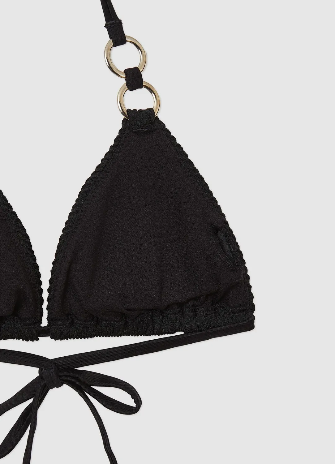 Calliope haut de bikini triangle à anneaux tissu gaufré