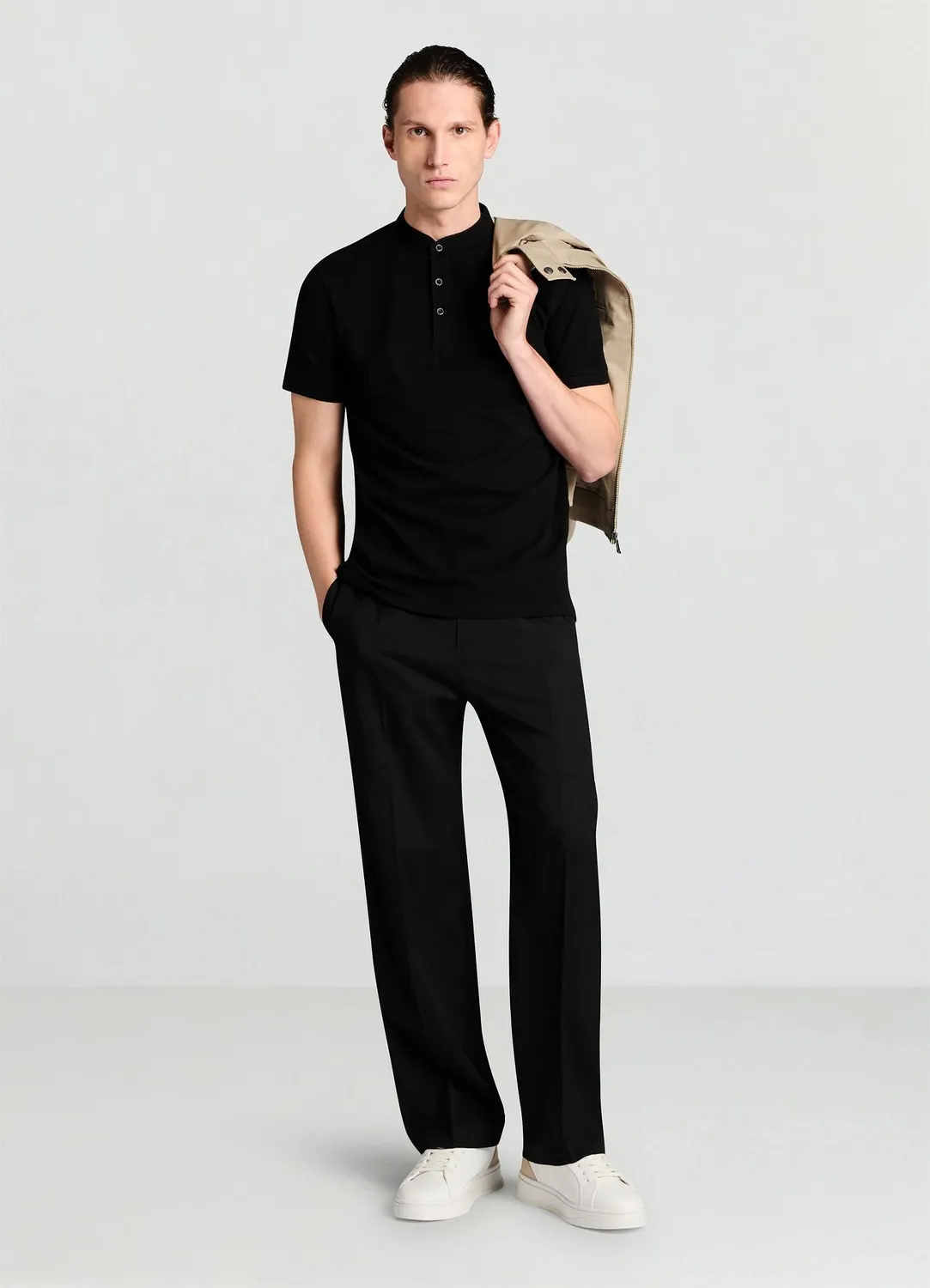 Calliope polo homme col coréen 3 boutons uni
