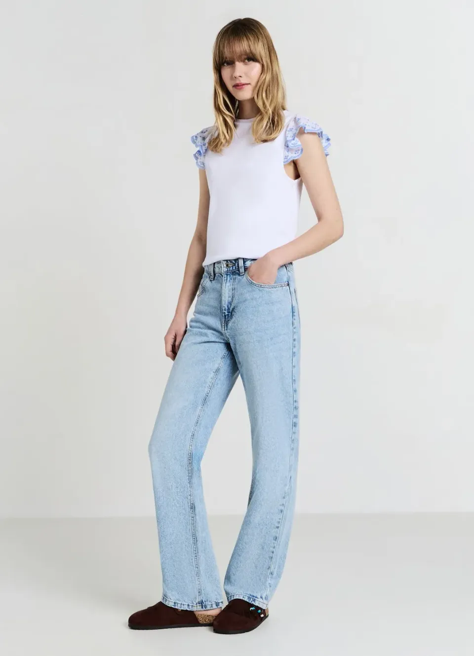 Calliope t-shirt volant femme tee-shirt coton côtelé
