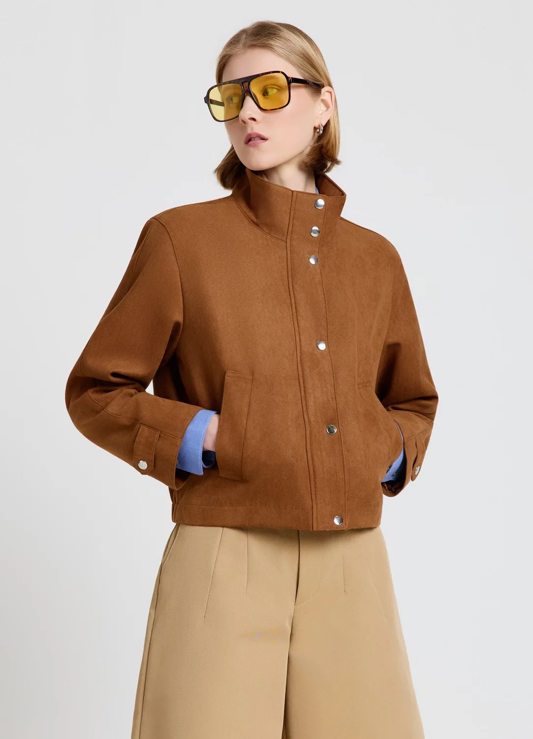 Calliope blouson col montant femme suédine