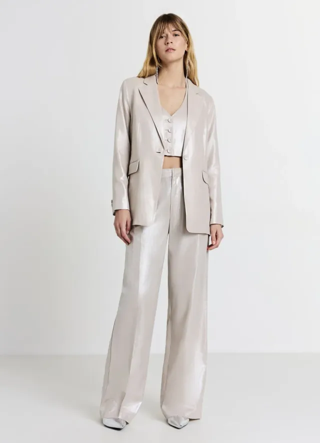 Calliope palazzo pantalon large femme effet enduit
