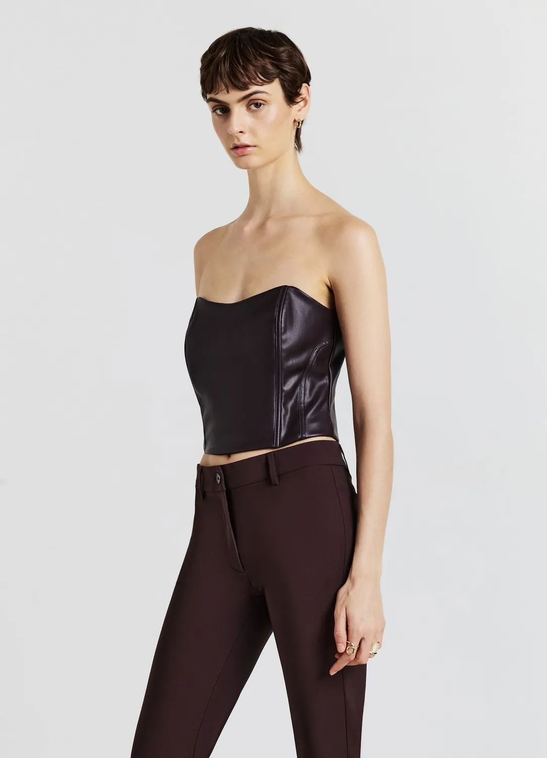 Calliope Bralette Simili Cuir Top Femme Cœur Zip