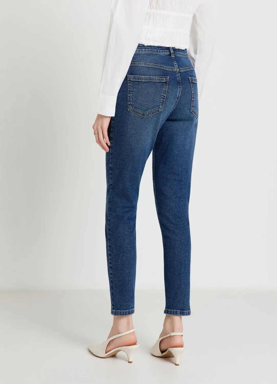 Calliope jean skinny uni femme bouton et zip