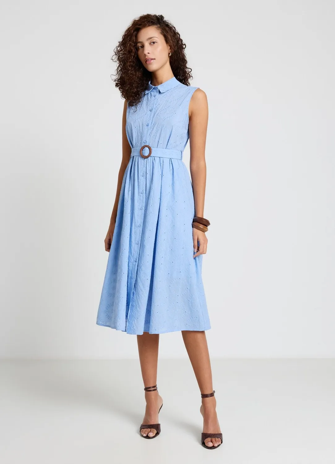 Calliope Atelier robe chemisier sangallo ceinture