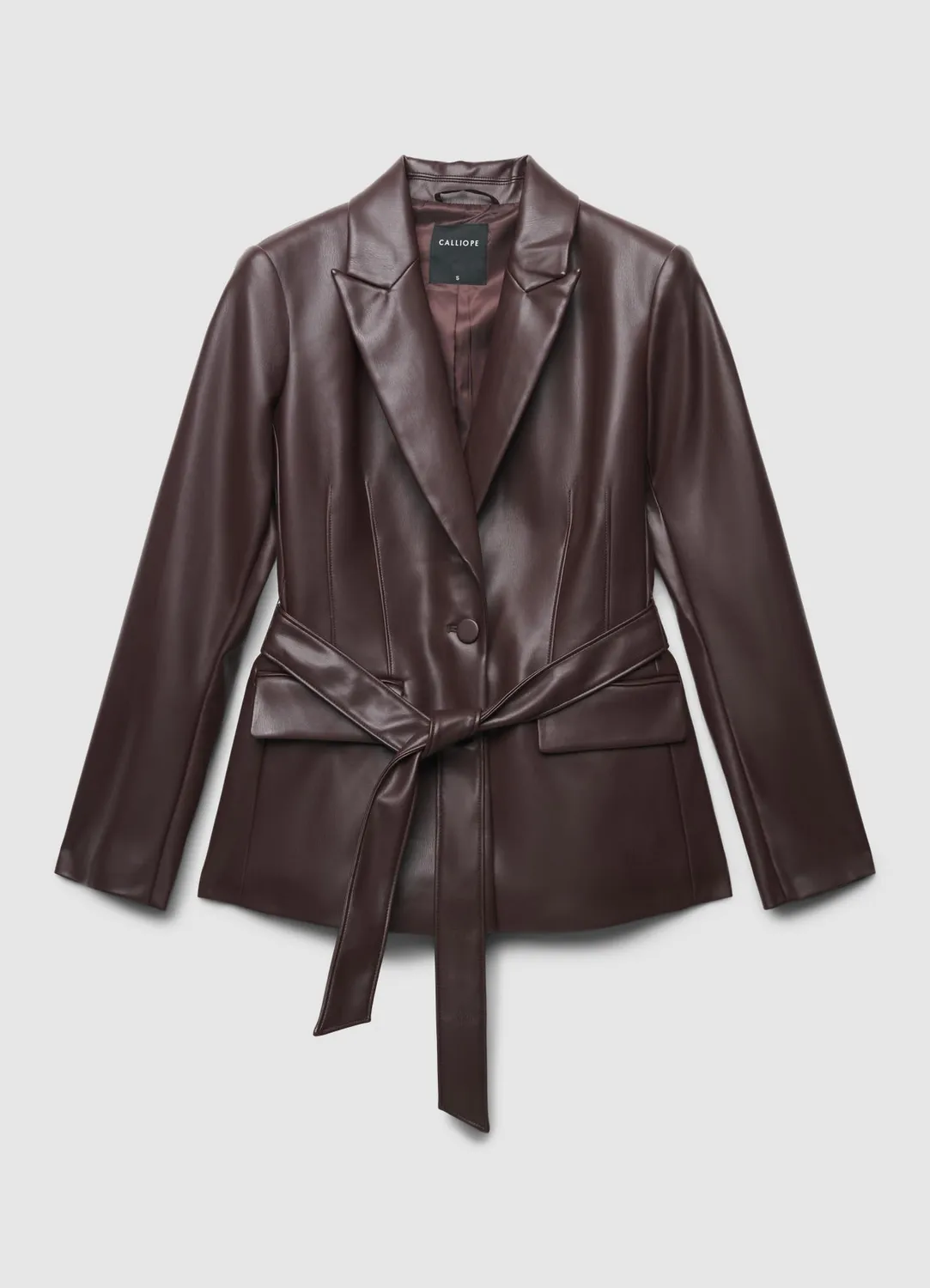 Calliope Veste effet cuir femme ceinture à nouer