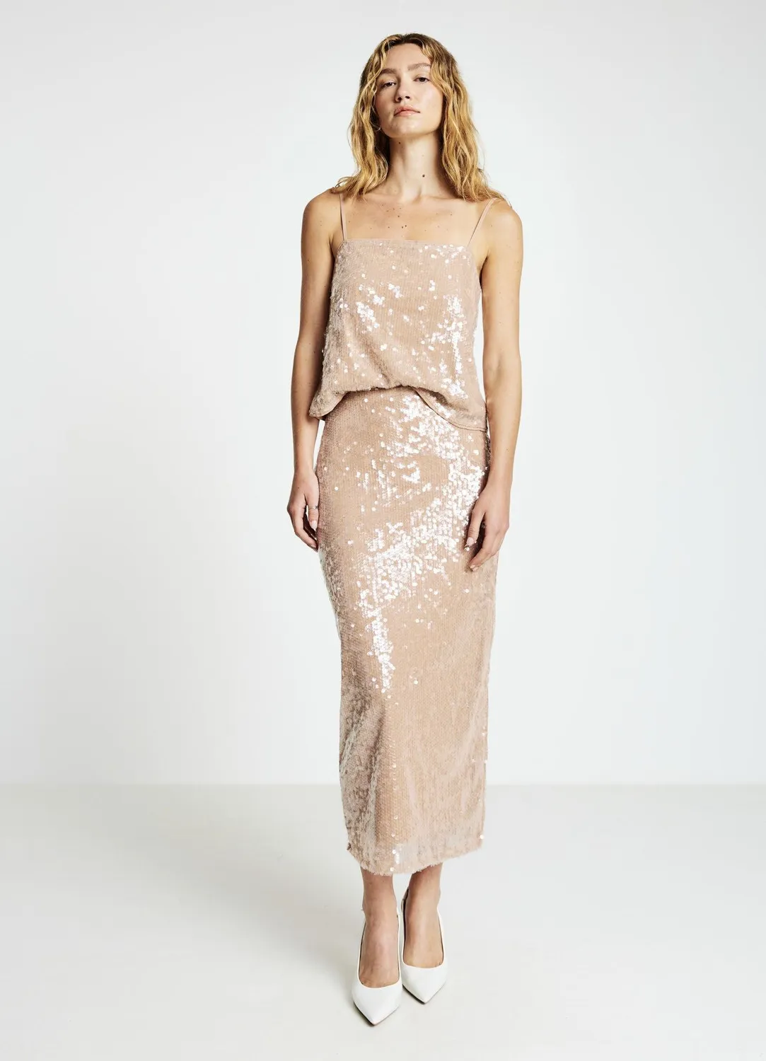 Calliope top paillettes bretelles femme soirée