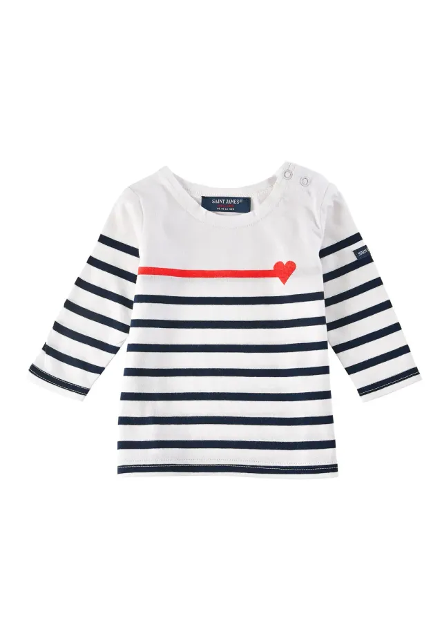 Saint James Cœur coffret t-shirt bébé blanc marine tulipe