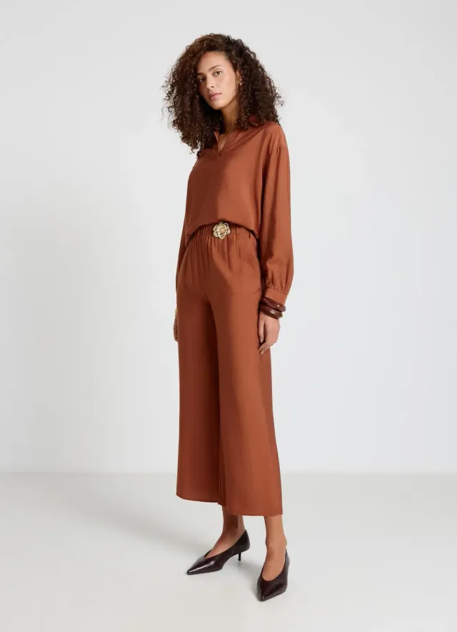 Calliope Pantalon palazzo femme uni élastique