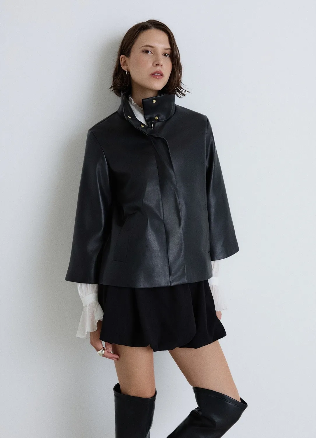 Calliope veste kimono effet cuir noire femme