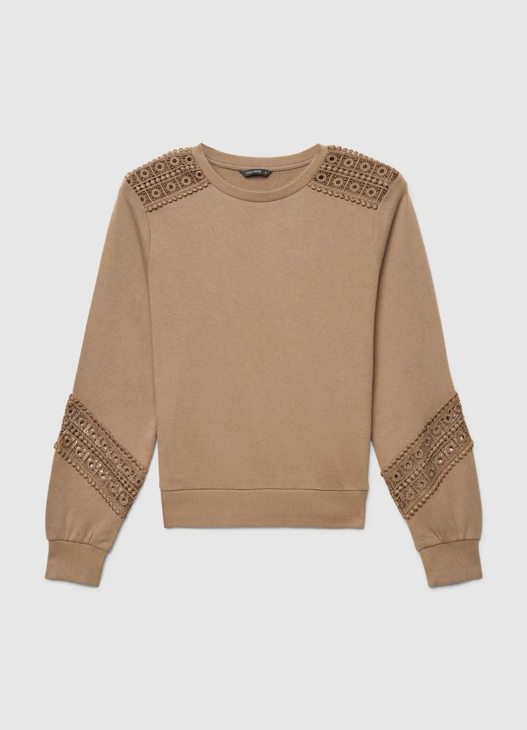 Calliope sweat col rond brodé femme manches longues