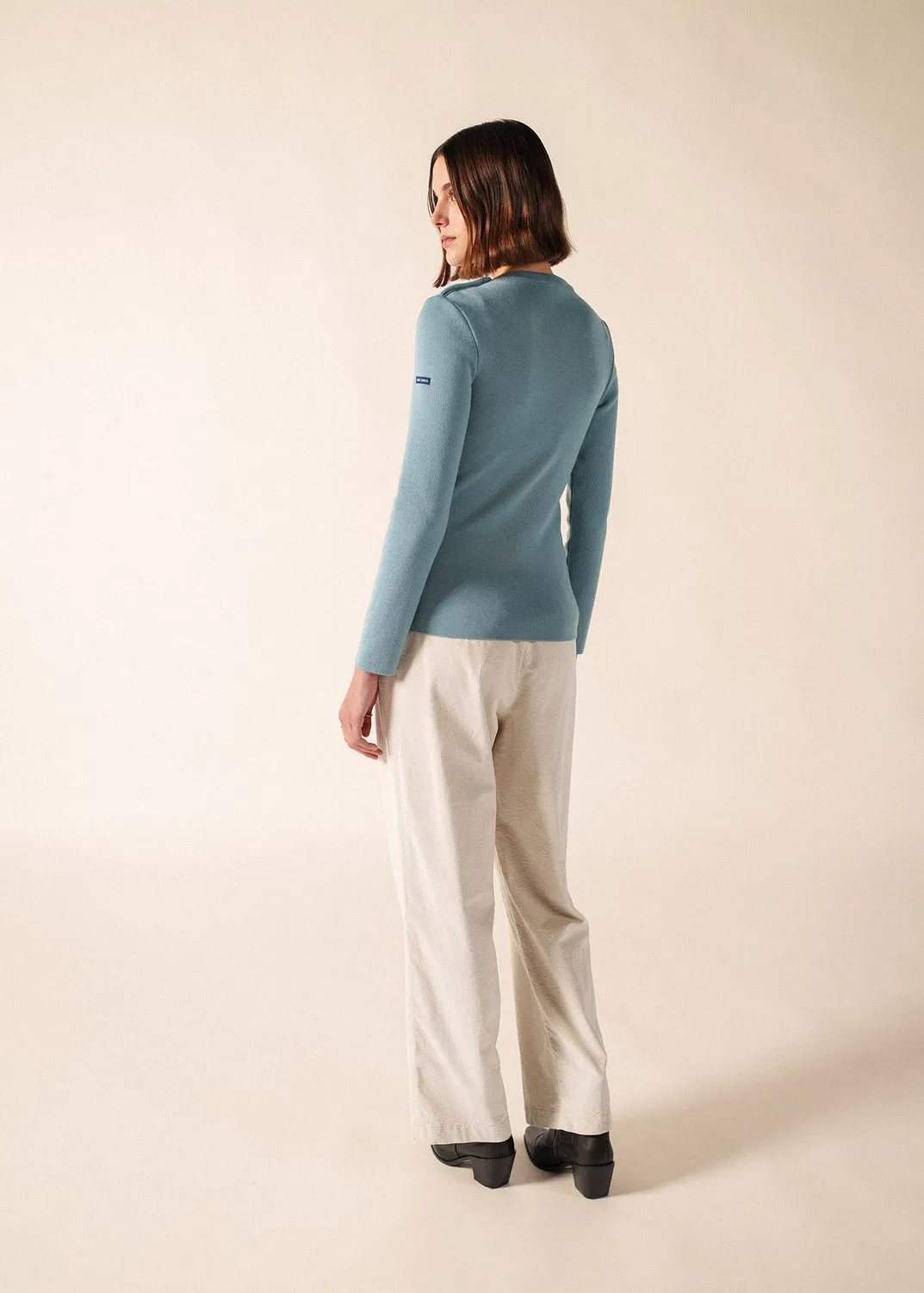 Saint James Marée pull marin céleste clair laine