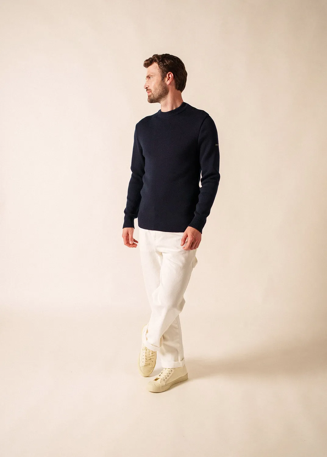 Saint James Rochefort pull navy mérinos ajusté