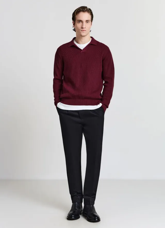 Calliope pull polo côtelé homme manches longues