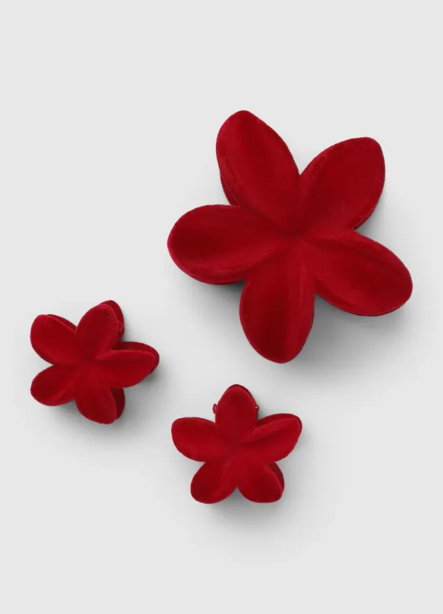 Calliope lot 3 pinces cheveux fleur femme flock