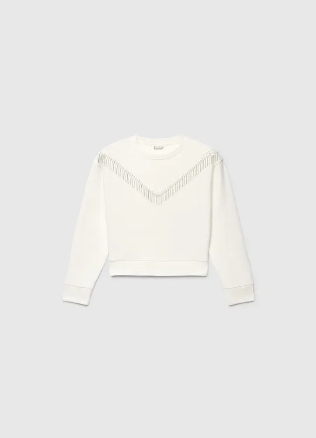 Calliope sweat fille strass franges sans capuche
