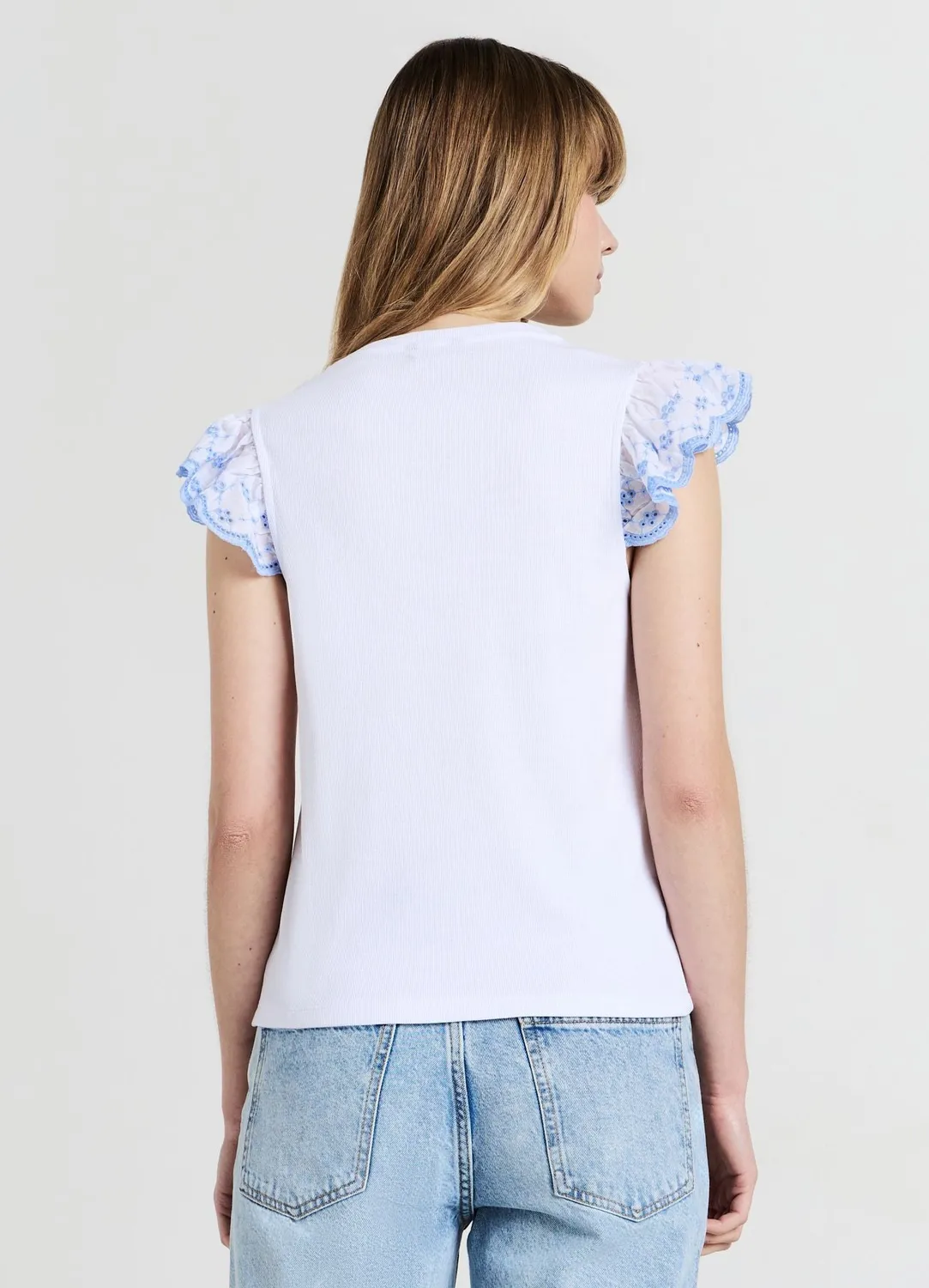 Calliope t-shirt volant femme tee-shirt coton côtelé
