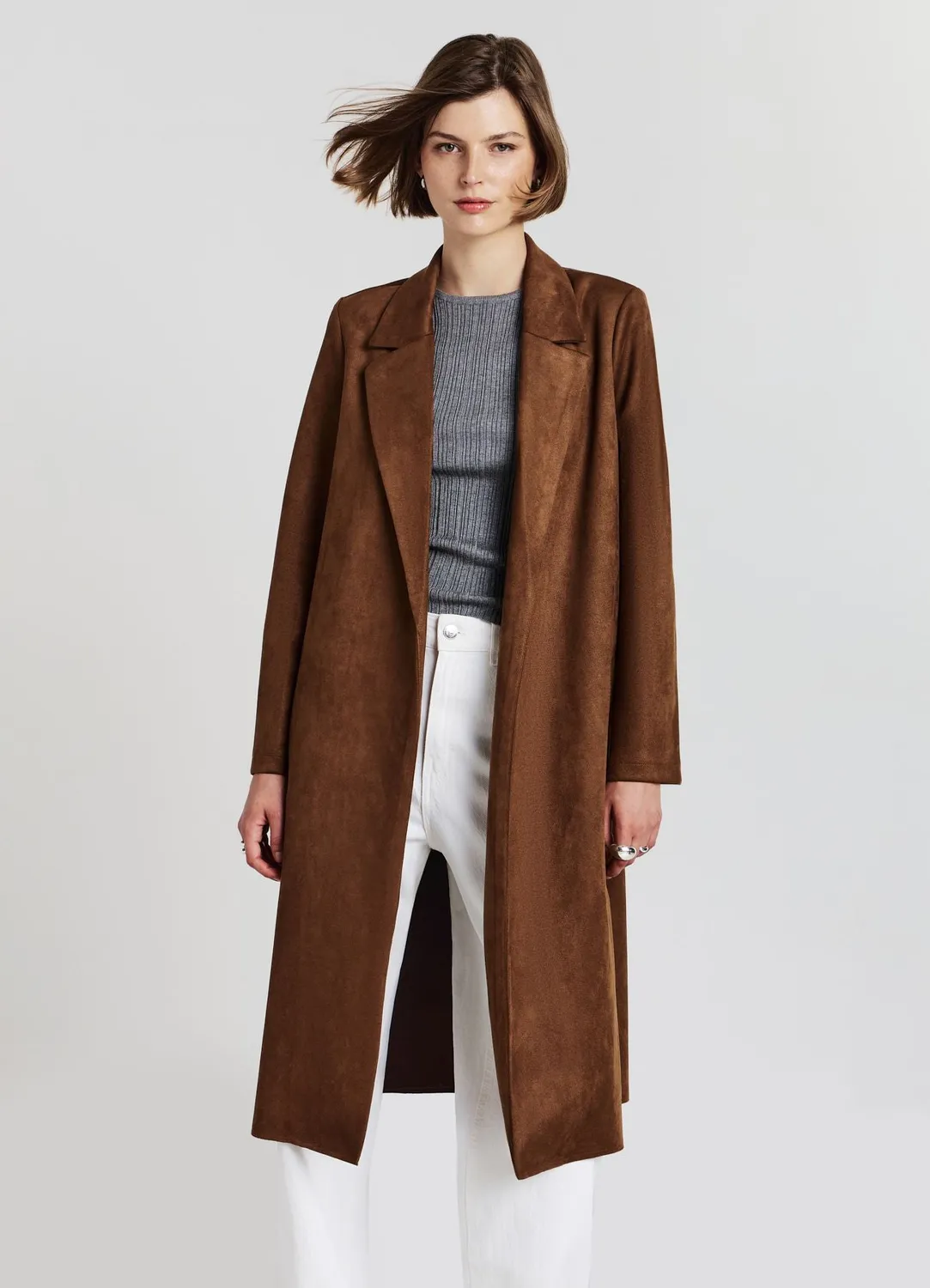 Calliope manteau femme effet suède sans fermeture M