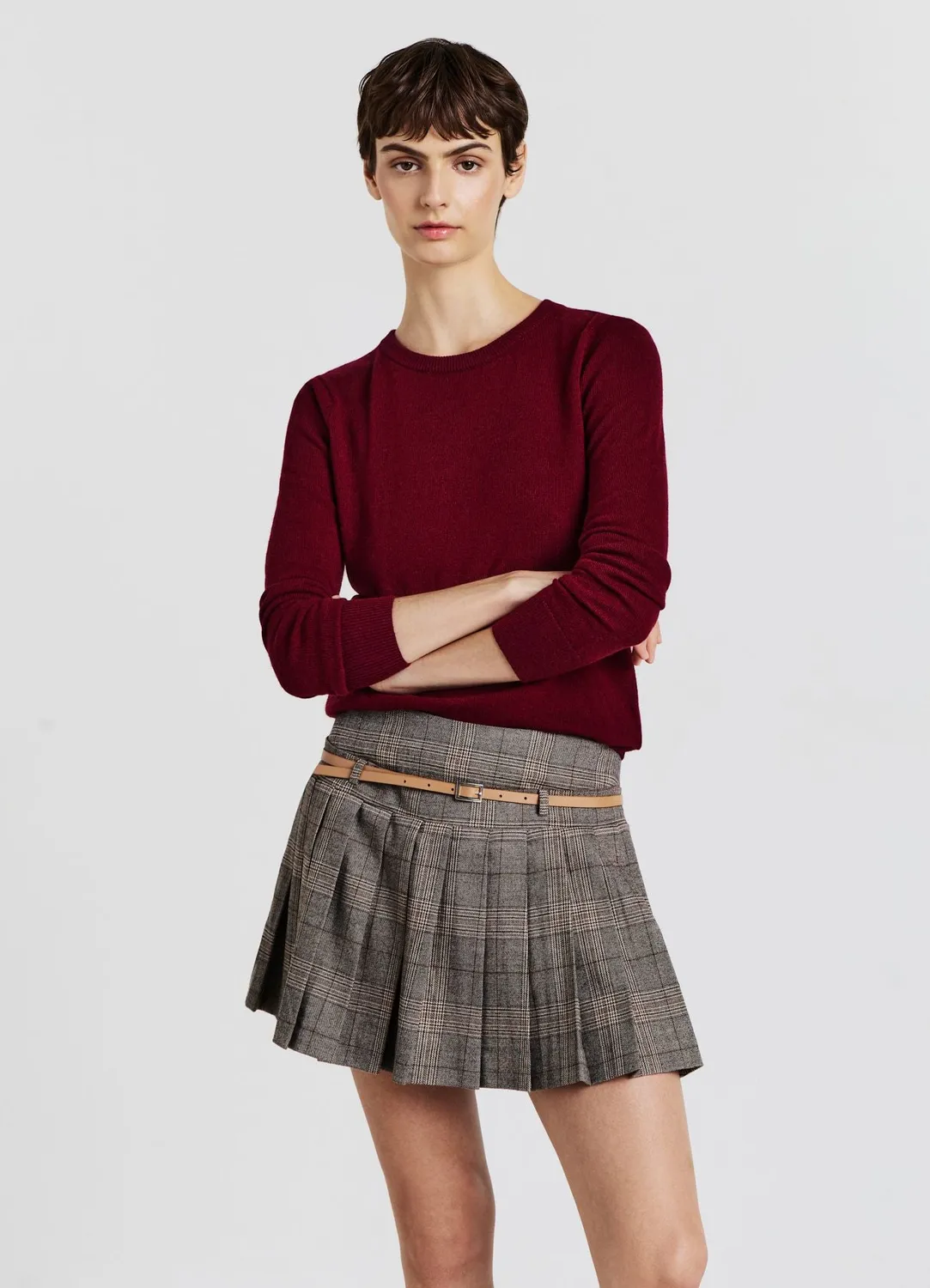 Calliope Pantagonna pieghe jupe-culotte carreaux ceinture