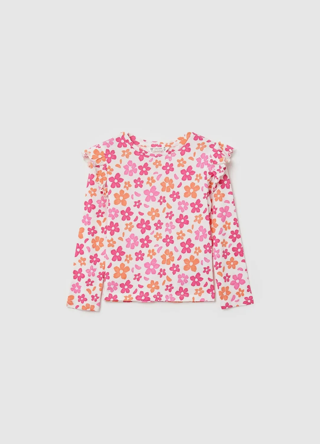 Calliope t-shirt volants fleurs fille manches longues