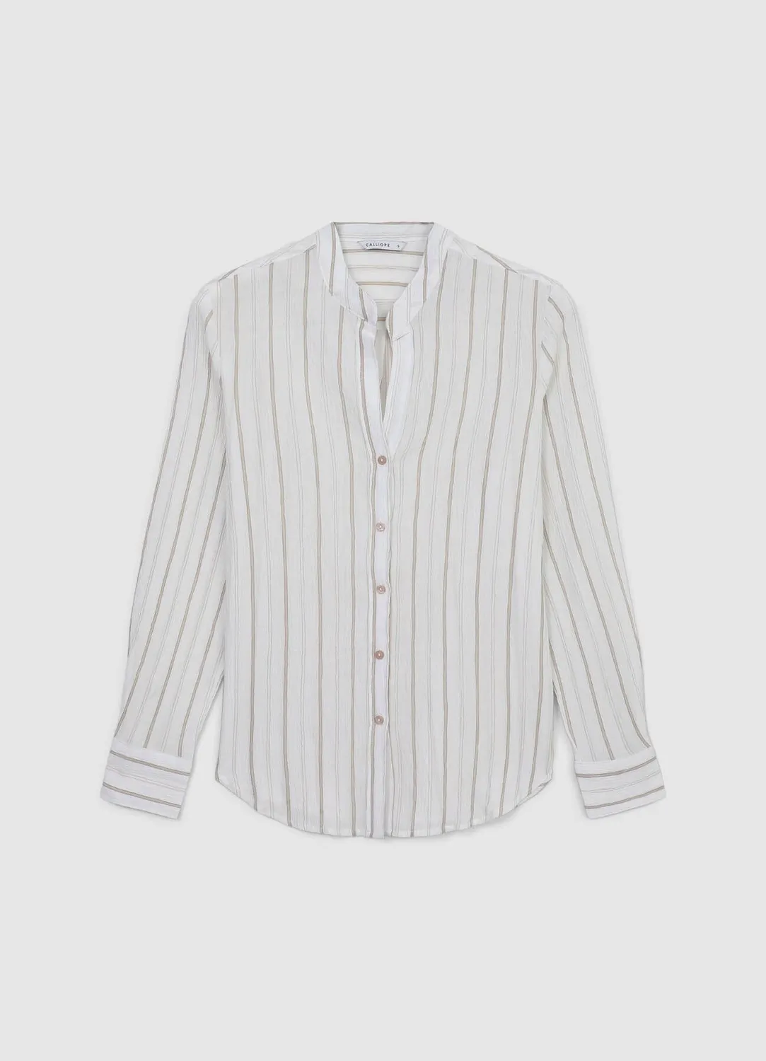 Calliope Chemise col coréen rayée femme coton