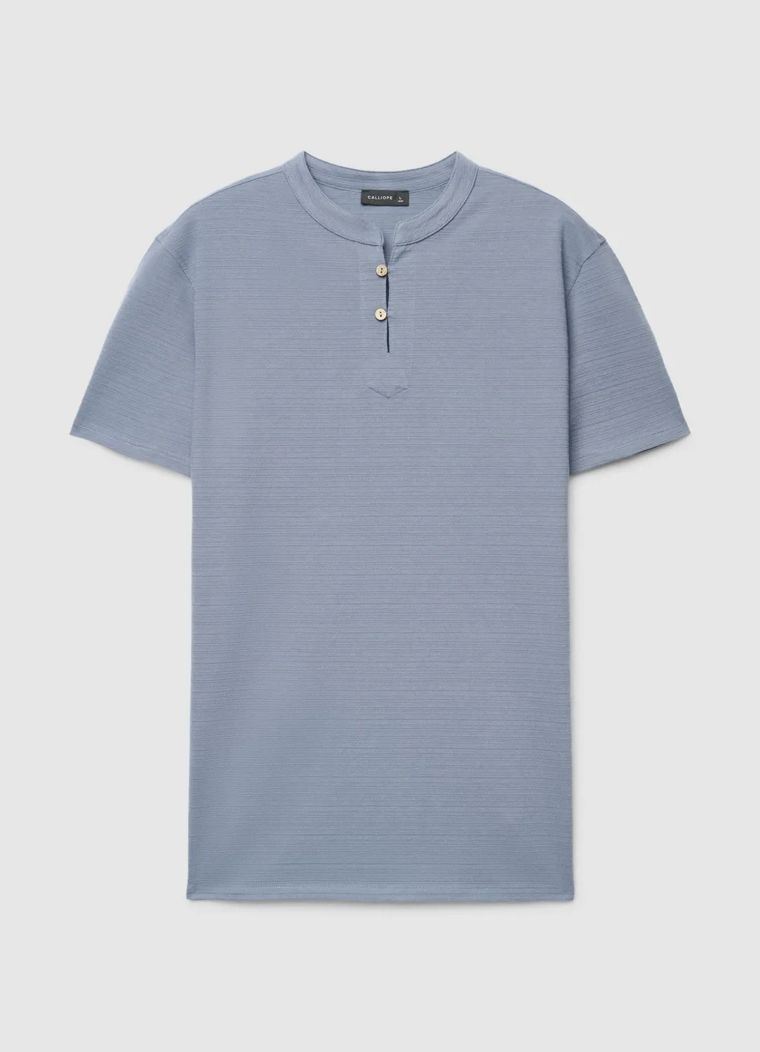 Calliope t-shirt homme col tunisien uni micro-rayé