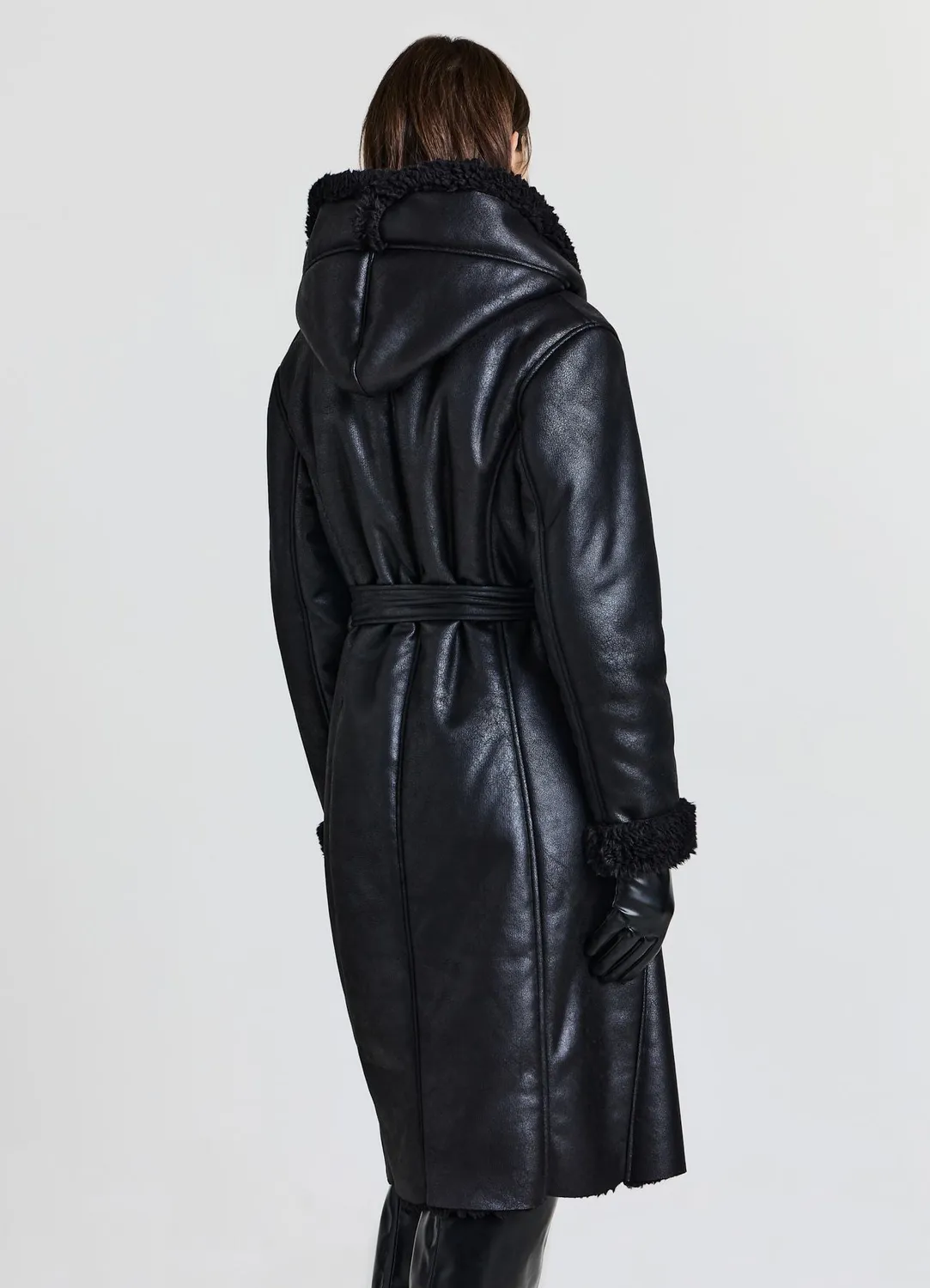 Calliope manteau long femme capuche fourrure