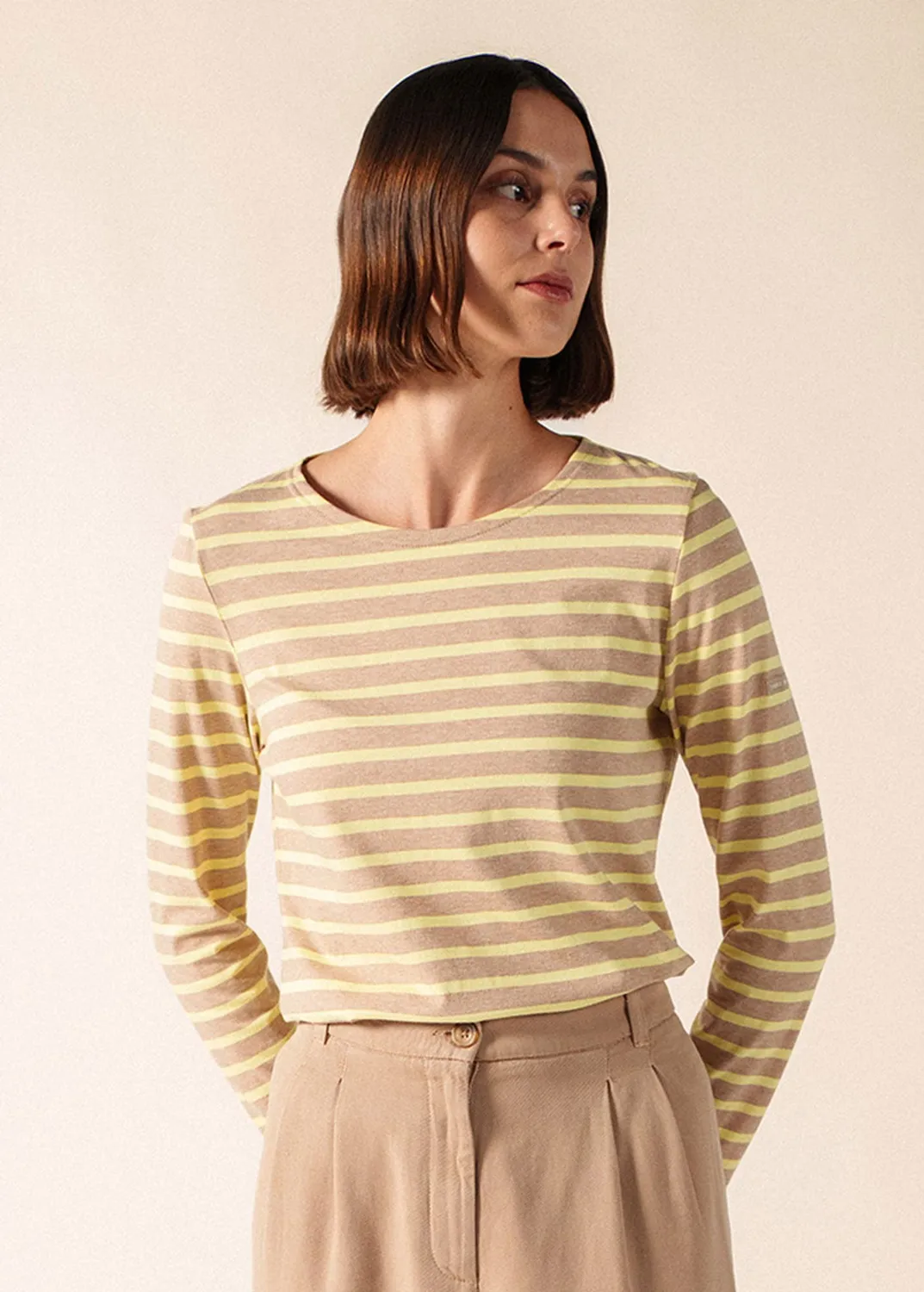 Saint James Minquidame marinière femme beige chine/aube