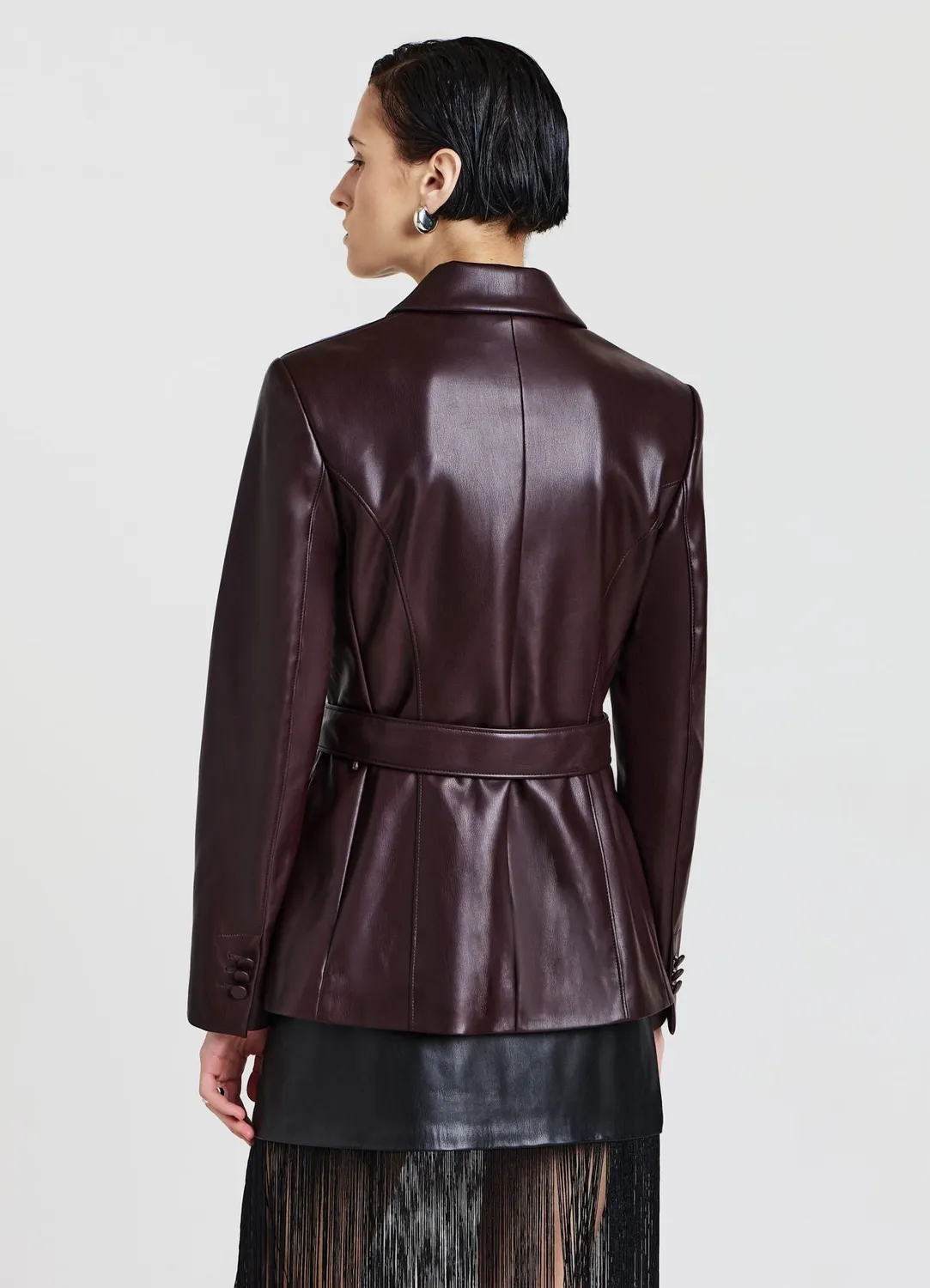 Calliope Veste effet cuir femme ceinture à nouer
