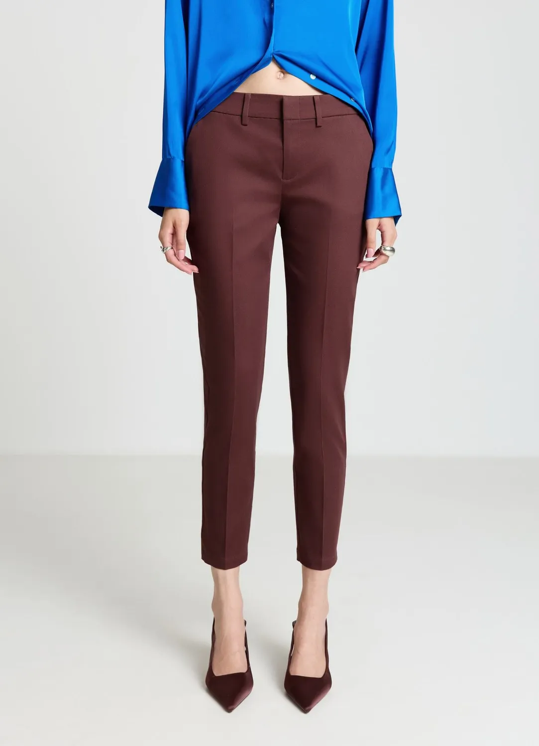 Calliope pantalon cigarette satin de coton femme bureau