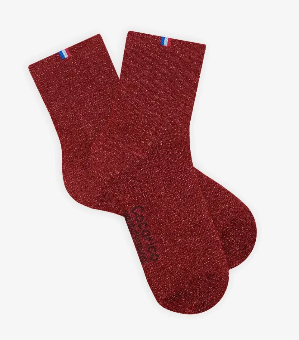 Cocorico La Scintillante chaussettes femme rouges coton