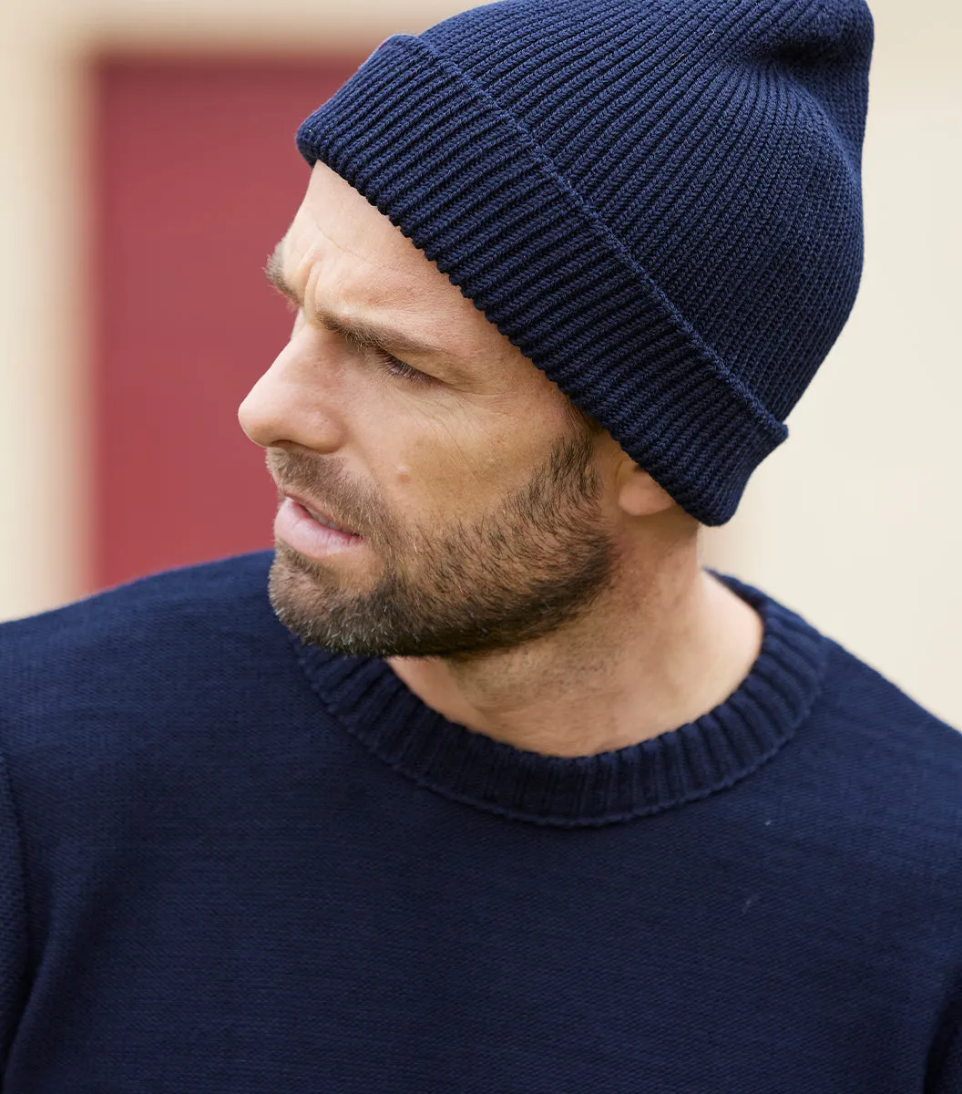 Cocorico Bonnet Homme Marine Laine Mérinos