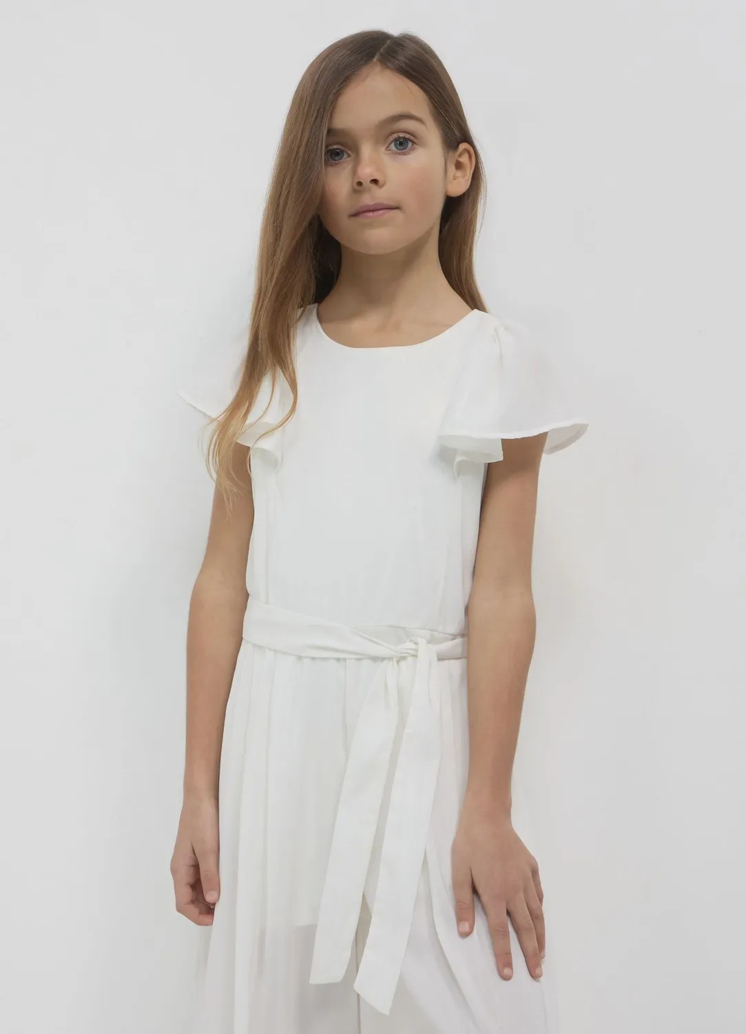 Calliope plissée combi longue volants fille 6-14 ans