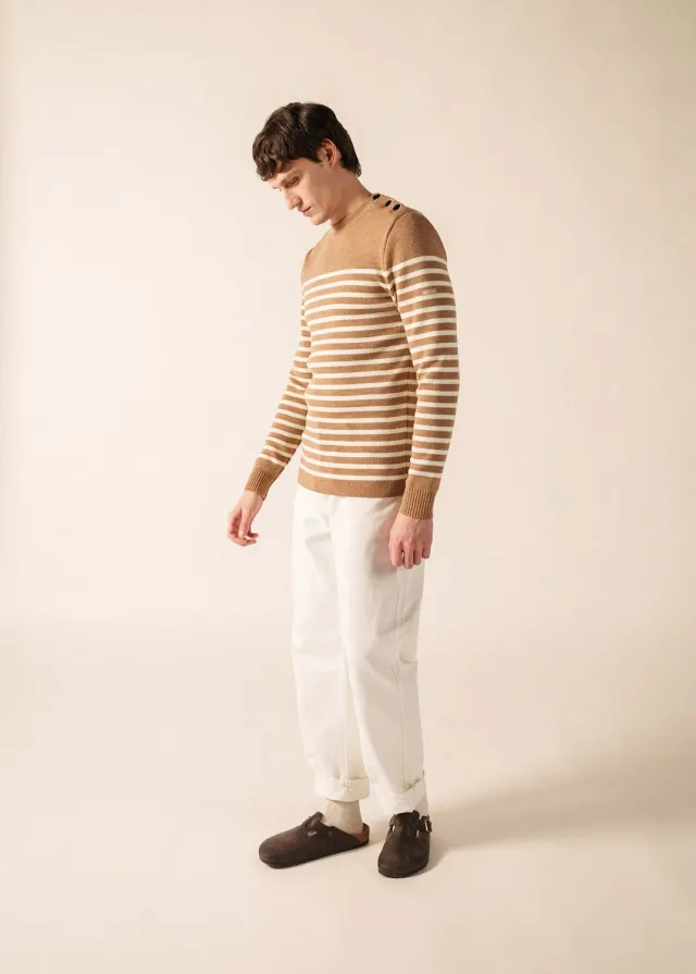 Saint James Rochefort pull marin beige foncé écume laine