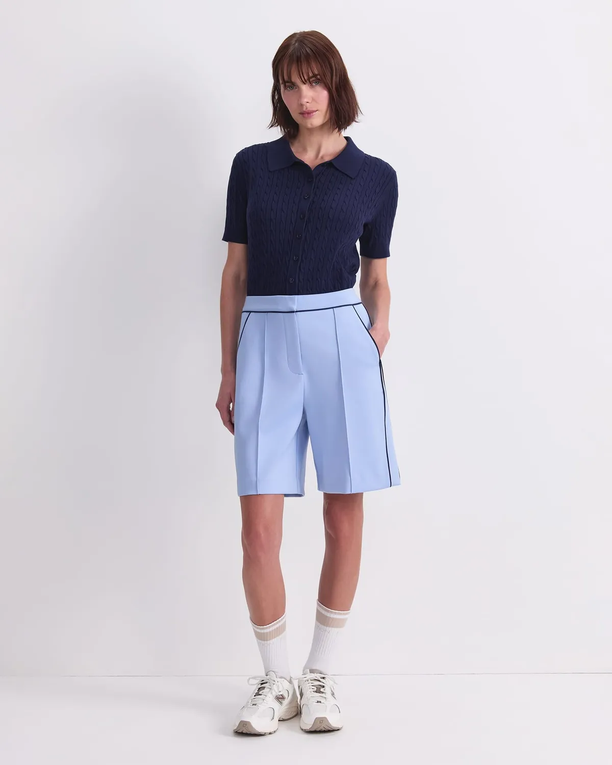 Sportscraft Lina short femme ponte coton passepoil