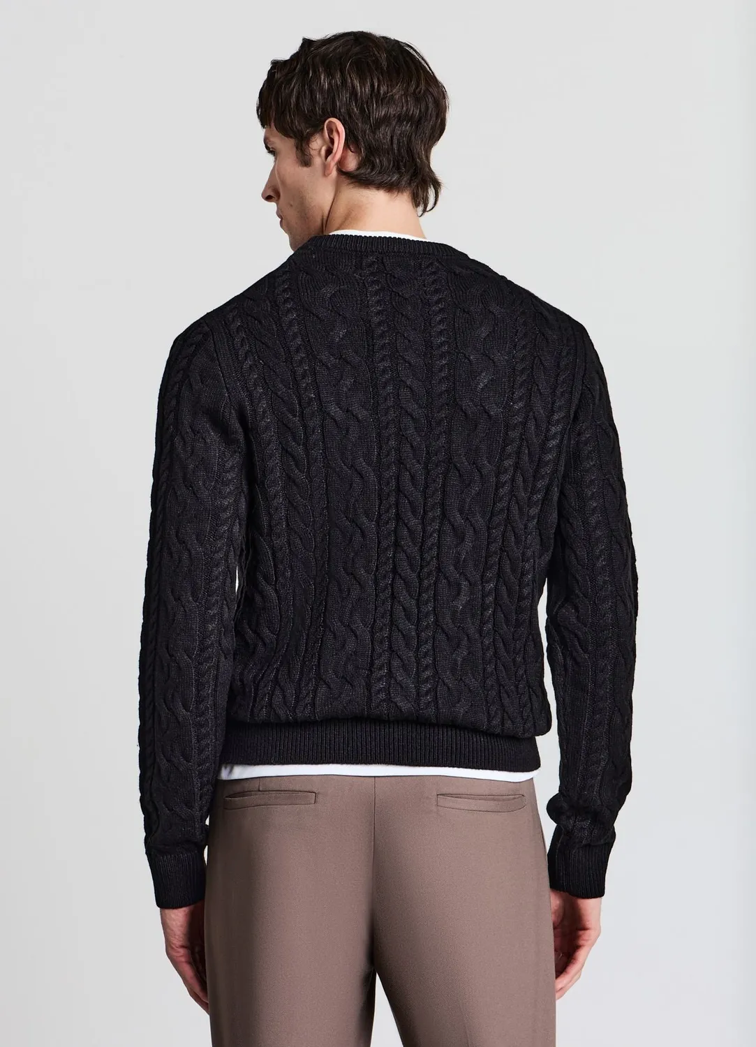 Calliope pull homme col rond torsades manches longues