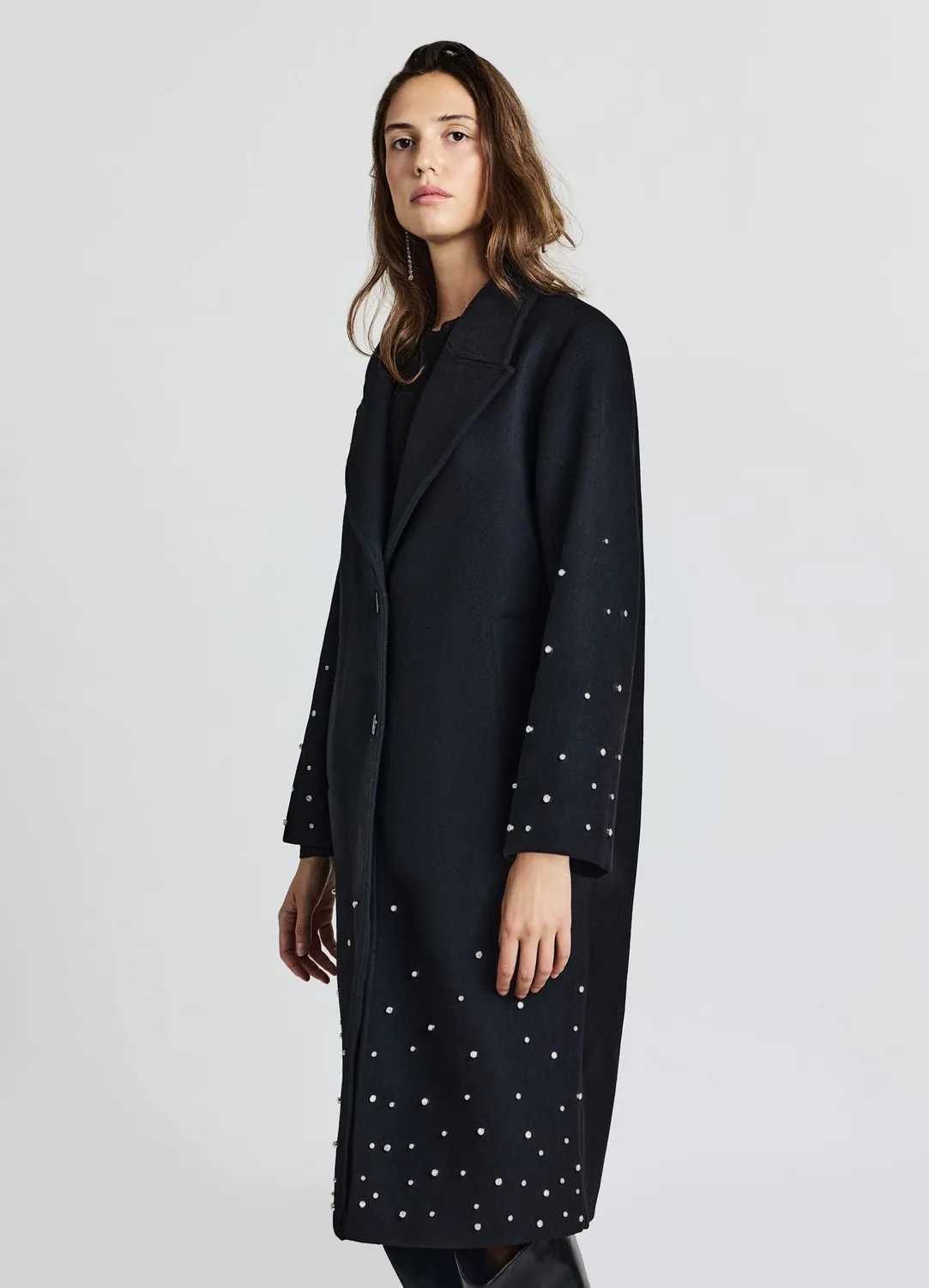 Calliope manteau monopetto strass femme long uni