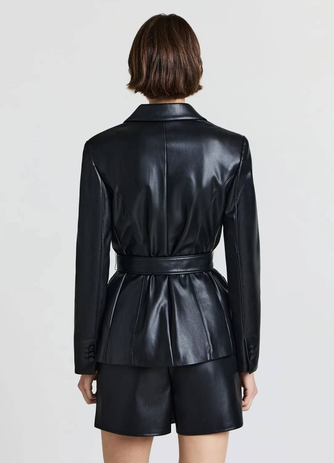 Calliope veste simili cuir femme ceinture à nouer