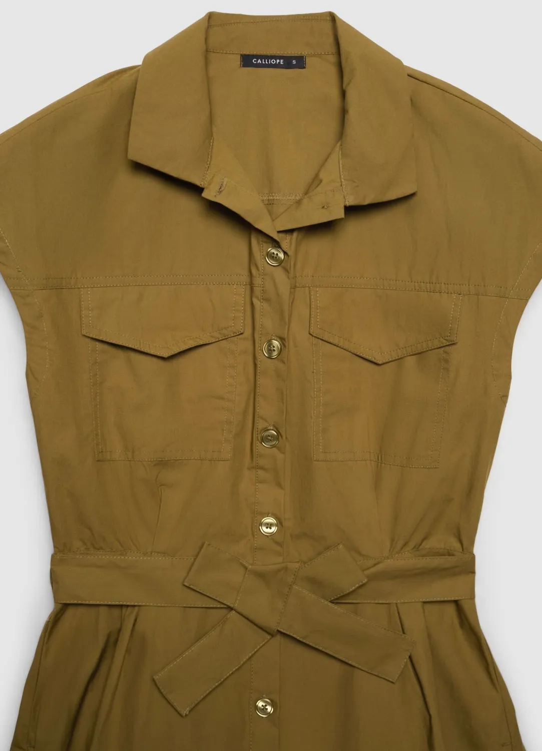 Calliope robe chemisier sans manches ceinture évasée